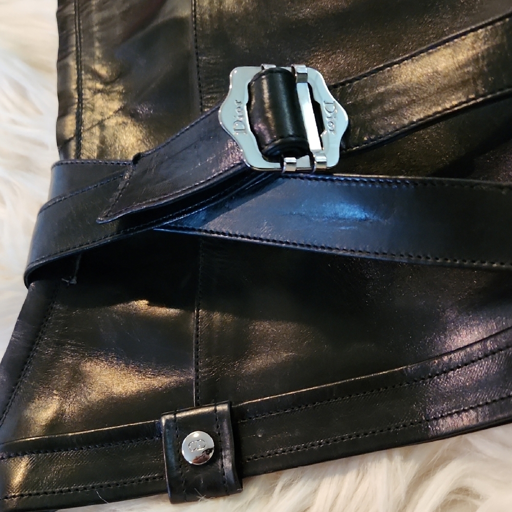 Dior Black Leather Gaiter Chaps 38.5 - Picture 4 of 10